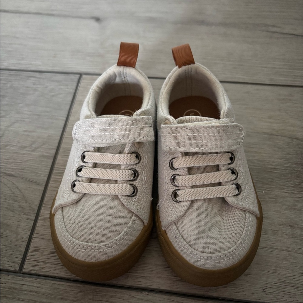 Cat & Jack Cream Canvas Shoes with Brown Soles